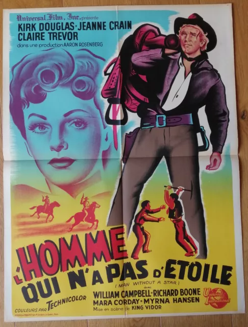 HOMME QUI N'A PAS D'ETOILE kirk douglas affiche cinema originale 80x60 western