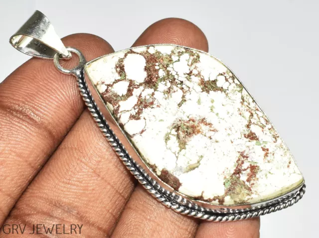 Wild Horse Jasper Gemstone 2.1" Handmade Pendant 925 Silver Plated U483-D124