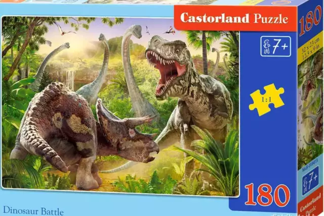 Castorland Puzzle - Dinosaures Combat T-Rex 180 Pièces Ab 7 Ans Taille 32x23cm