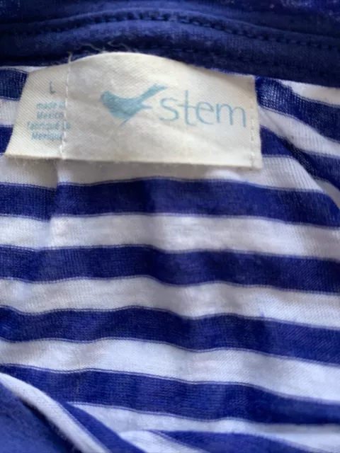 Stem Blue French Stripe Tee Long Sleeve Large Hi Lo