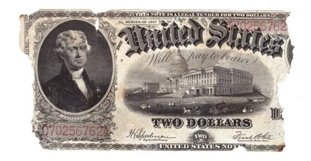 r 2 Dollars 1917 United States Legal Tender Notes $2 two USA Pick #188     R166