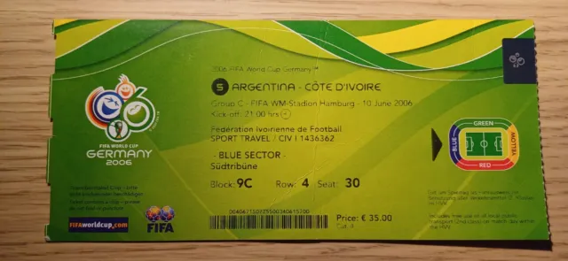 Ticket 2006 Argentina vs. Ivory Coast World Cup #5