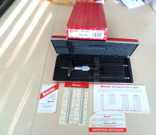 Starrett 440Z-3RL Micrometer Depth Gage, 0-3"  Tools Excellent Condition LOOK AT