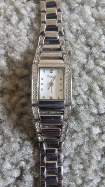 Caravelle by Bulova Womens Glitz Watch Pave Crystals Band Silver Stainless Steel