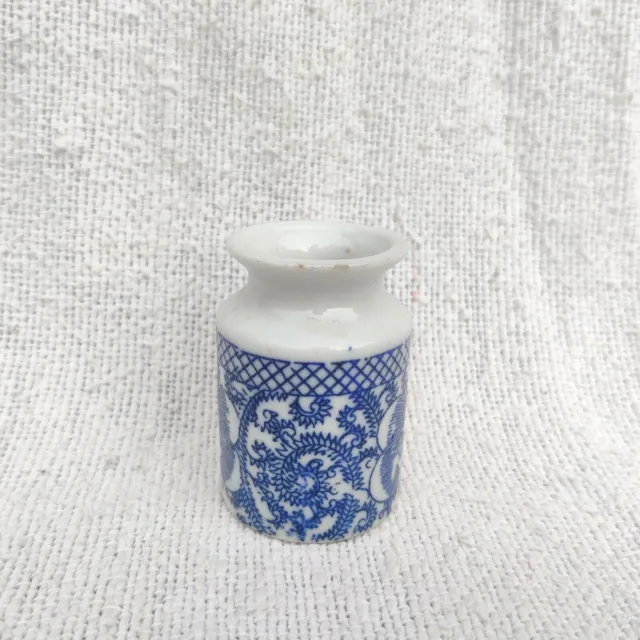 Vintage Azul Porcelana Blanca Chino Obra Olla Tarro Decorativa Colección C199