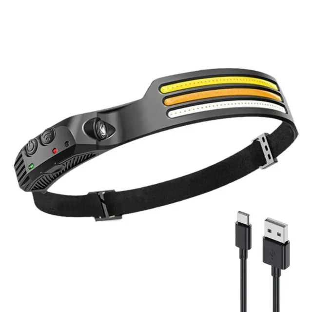 Waterproof Headlamp COB LED Motion Sensor Head Torch Headlight Night Buddy USB