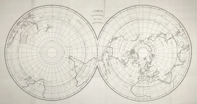 WORLD MAP NORTH Pole Weltkarte Mappemonde South Poles Südpol Nordpol ...