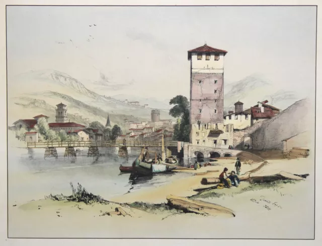 Trient Trento Trentino Gesamtansicht Original Lithografie Harding 1836