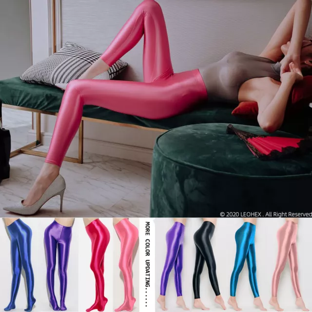 LEOHEX SATIN GLOSSY Opaque Yoga Sexy Leggings High Gloss Spandex footless  Soft $20.99 - PicClick