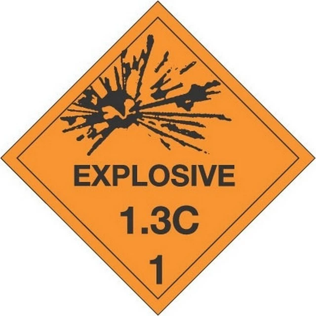 4" x 4" Explosive 1.3C D.O.T. Class 1 Hazard Labels (500 per Roll)