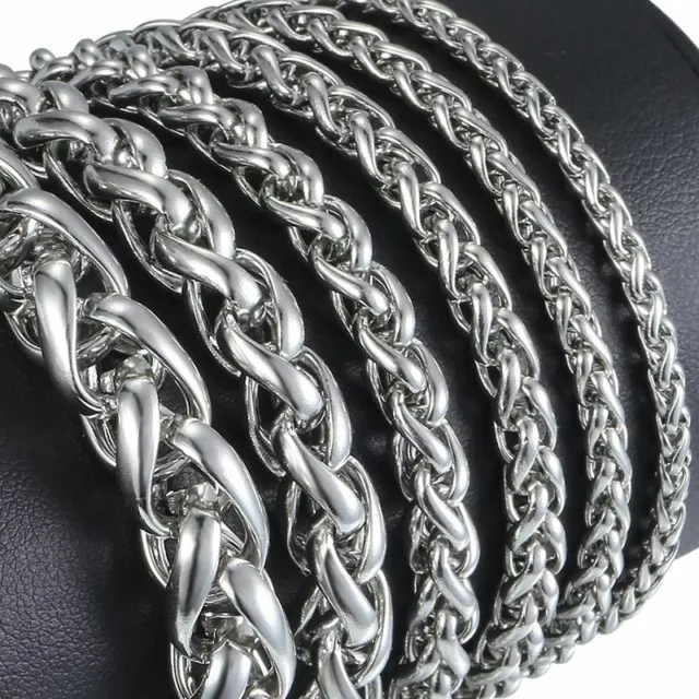 Stainless Steel Wheat Link Bracelets Hip Hop Men's Punk Bracelet Women's Jewelry