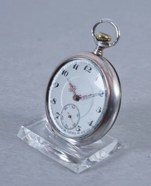 elegante orologio da tasca argento 800 gallone carica manuale 3 coperchi open face cuscinetto in pietra