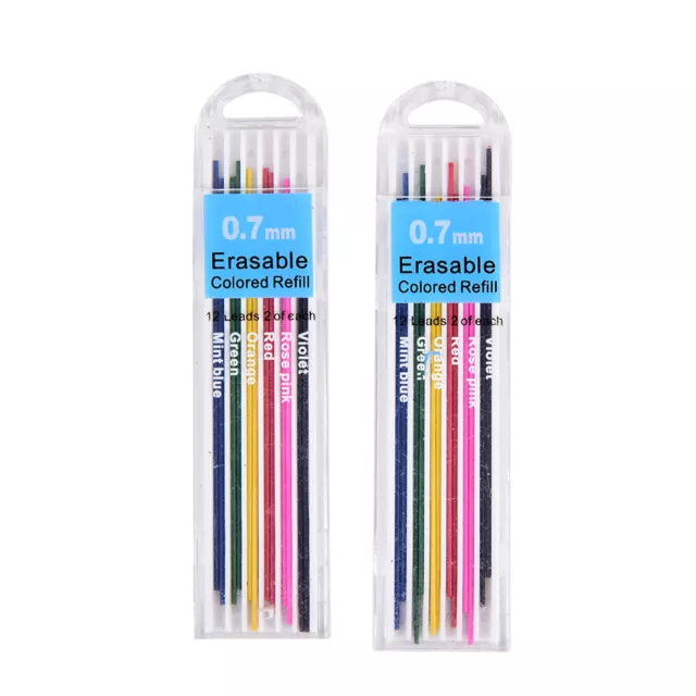 5Boxes 0.7mm Colored Mechanical Pencils Refill Lead Erasable Student.vio