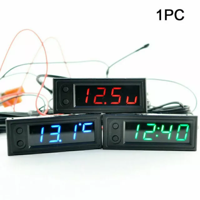 3 In 1 Auto Innen Digital LCD LED Armaturenbrett Uhr KFZ Thermometer Voltme G7S7 2