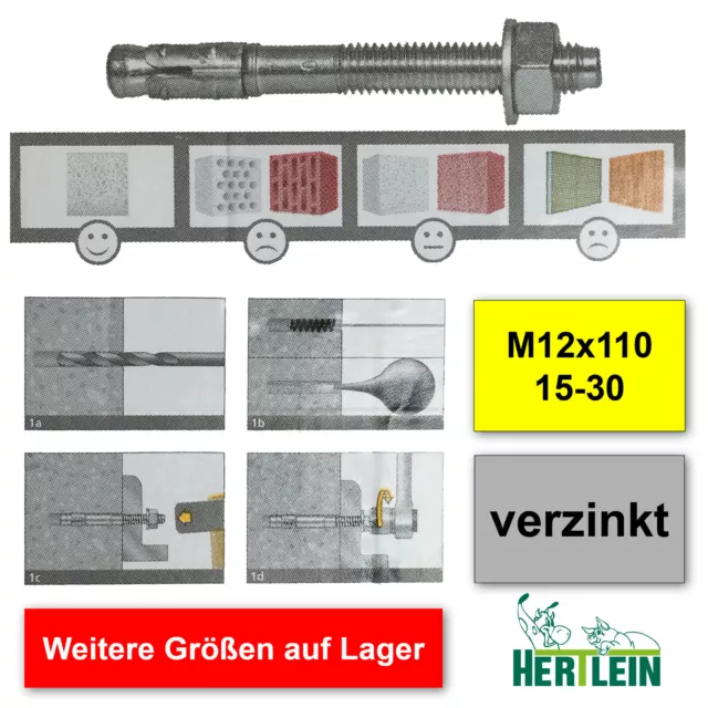 Fixanker Betonanker Schwerlastanker M12x110, verzinkt