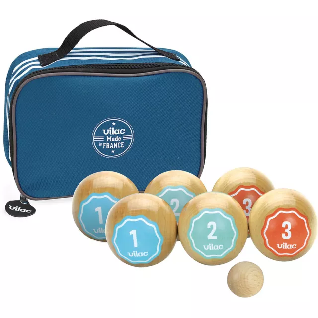 Jeu de pétanque en bois avec 6 boules Rétro en sac Made in Jura - Vilac 4062B