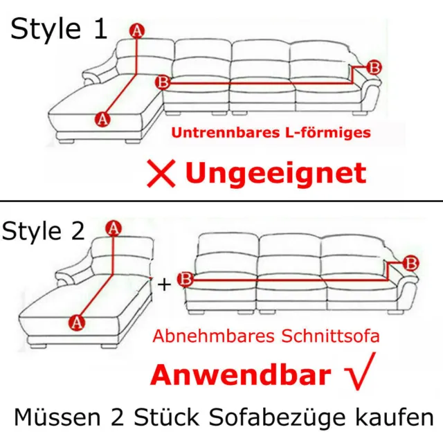Strecken Sofabezug 1 2 3 4 Sitzer Sofahusse Abdeckung Überwürfe Stretchhussen 2