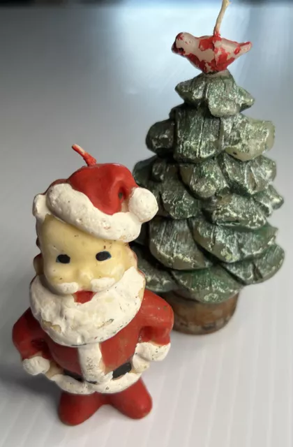 Vintage Christmas Candles Santa Claus Christmas Tree with Cardinal