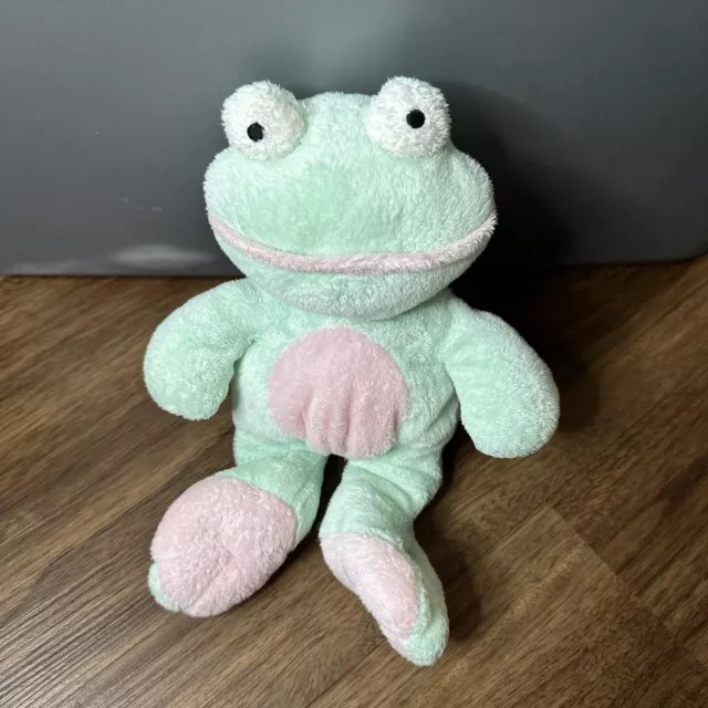 TY PLUFFIES FROG Grins Plush Stuffed Animal Bean Toy Pink & Green