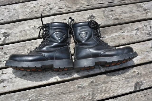HARLEY DAVIDSON Black Motorcycle Boots Size 8.5 8 1/2 LARGE WIDE