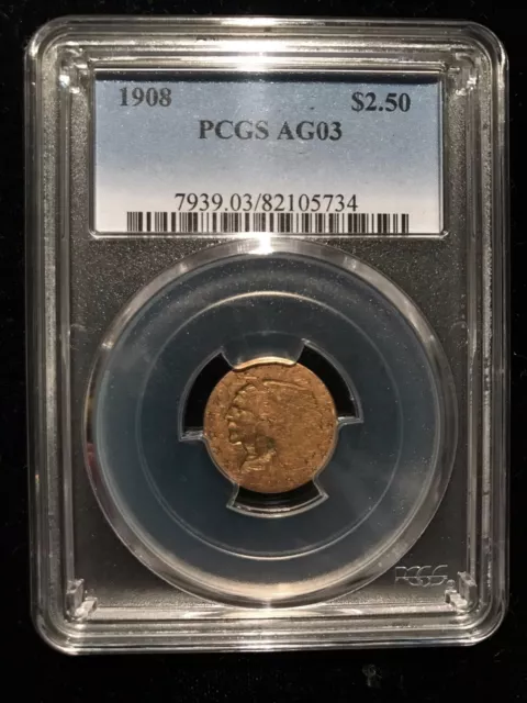 1908 Indian Head Gold Quarter Eagle $2.5 PCGS AG03 Lowball Registry Set Rare