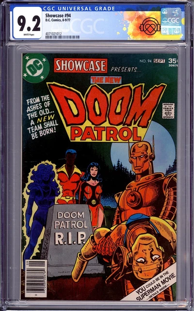 Cgc D.c Showcase # 94 Nm- 9.2  1977 White Pages 1St Doom Patrol