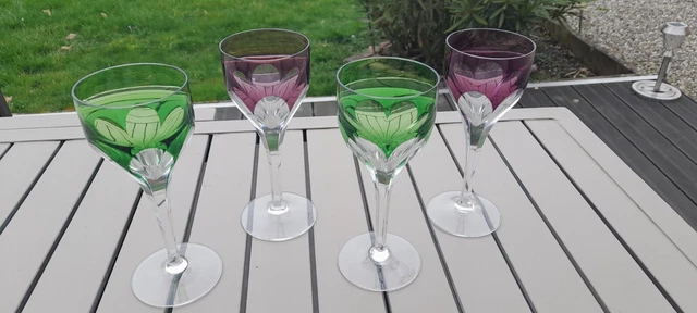 Lot De 4 Verres à Vin Anciens En Cristal Daum France - Taille 9,3 Cm - Très Bon état