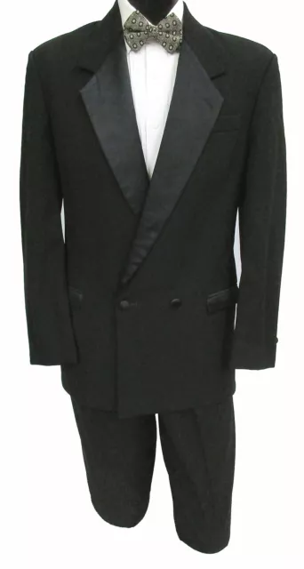 High Quality Black 100% Wool Double Breasted Satin Notch Lapel Tuxedo Jacket