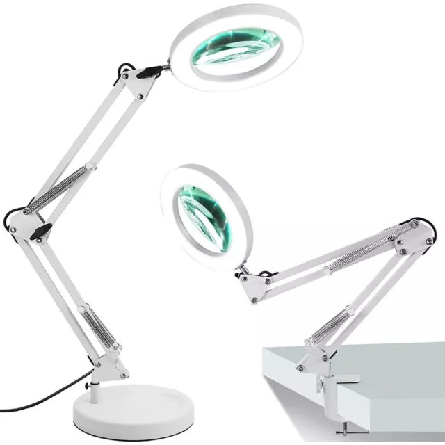 10X Magnifying Glass Desk Light Magnifier LED Lamp Reading Lamp With Base& Clamp