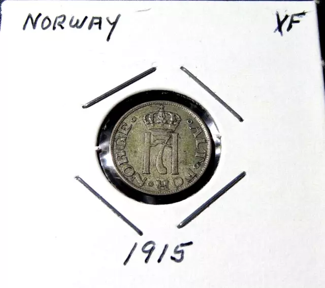 1915 Norway  10 Ore World Norwegian Coin