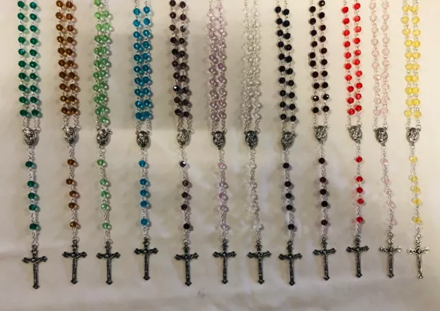 Crystal Beads Religious Rosary With Jesus On Cross
