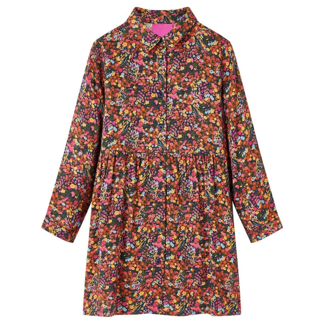 Abito da Bambina a Maniche Lunghe con Stampa Fiori Multicolore 116 vidaXL