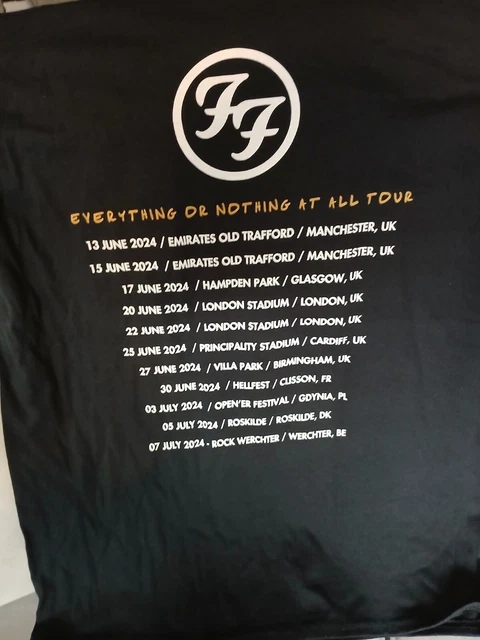 FOO FIGHTERS EVERYTHING Or Nothing At All 2024 Tour T Shirt Large £12.