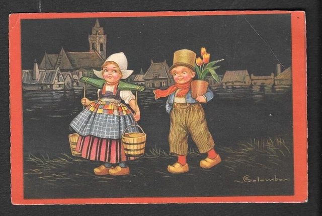 RARA CARTOLINA BAMBINI FIRMATA COLOMBO ediz. DEGAMI 2250