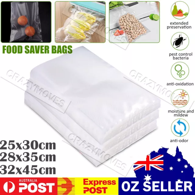 Vacuum Sealer Bags 3 Size Precut Food Storage Saver Heat Seal Cryovac VIC