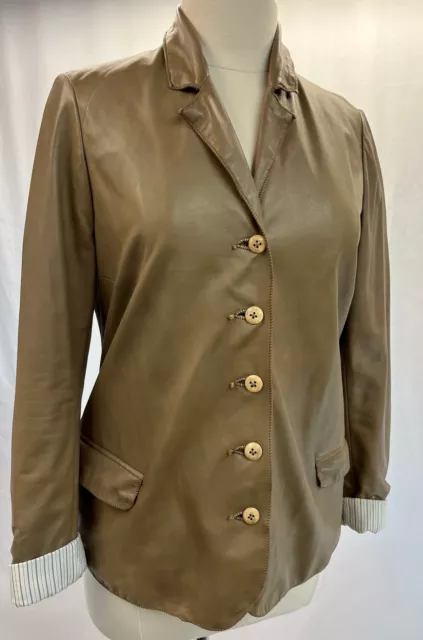 Nigel Preston and Knight Size Large Cappuccino Brown Leather Jacket