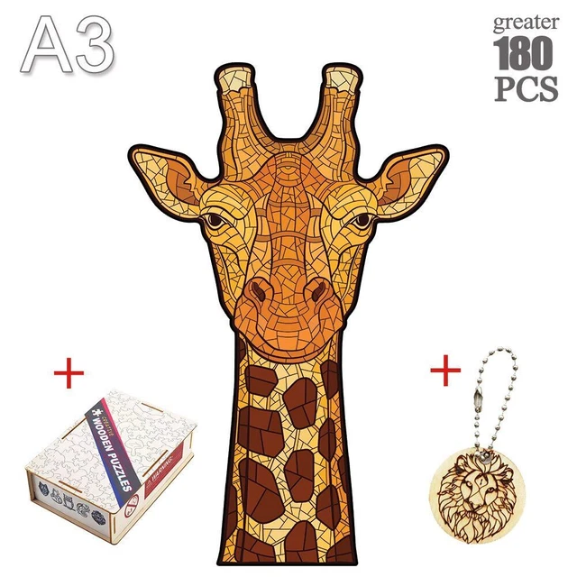 Deer Animal Shape Jigsaw Puzzles Mysterious Wooden Toy Games Kids Christmas Gift