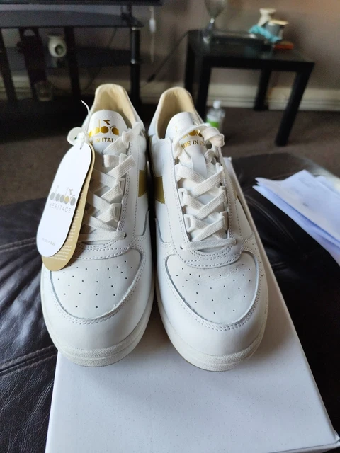 DIADORA BORG ELITE Tennis Shoes 100 Finest Italian Leather Gold Logo 159.99 PicClick UK