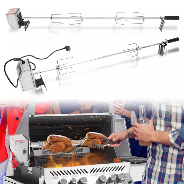 2x/4x spillo per carne barbecue spiedino per griglia elettrico acciaio inox inserto per griglia con motore