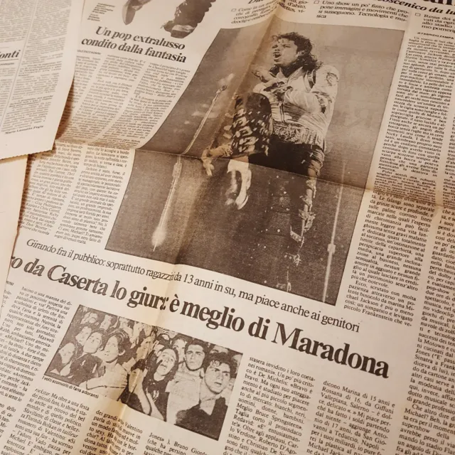 MICHAEL JACKSON CONCERTO ROMA 1988 Italy Bad world tour RITAGLI giornale Clippin