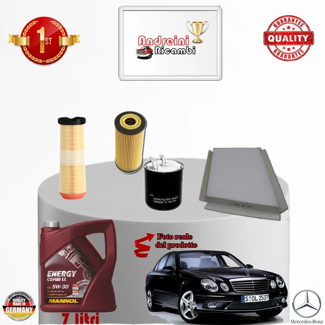 Kit Tagliando Filtri + Olio 5W30 Per Mercedes Classe B 200 CDI W246 136 CV Dal 2011 - 7 Litri Olio Long Life