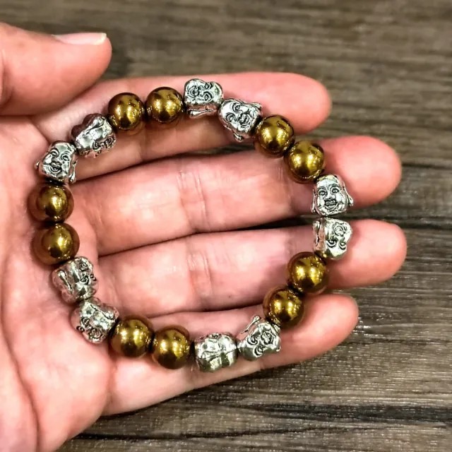 Lek Lai Bracelet Gold Plated With Phra Sangkachai 10mm Beads 55g