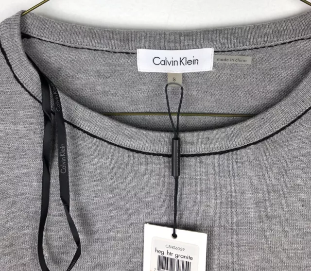 Calvin Klein Womens Contrast Stitch Sweater C5H56059 Size Small Gray NWT $69.50 2