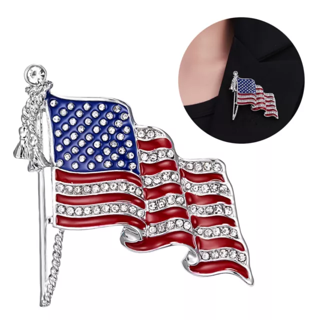 Patriotischer Schmuck Ornament Amerikanische Flagge Brosche Diamant