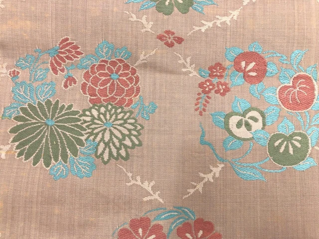 6530046: Japanese Kimono / Antique Nagoya Obi / Woven Flower Roundel