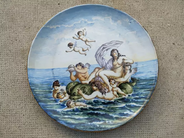 grand plat décor venus italie MAJOLIQUE ITALIAN plate ceramic Urbino? Castelli?