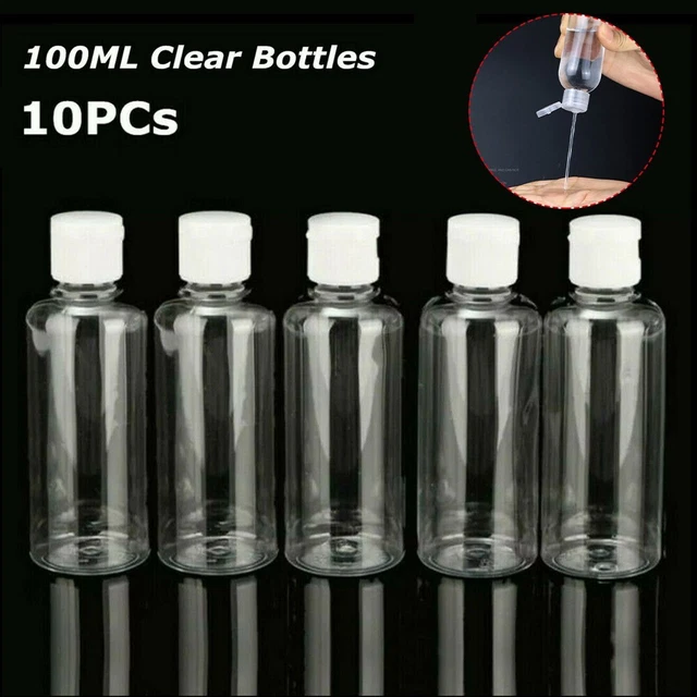 10PCS Empty-Plastic Bottles 100ML Clear Small Travel Flip Liquids Shampoo