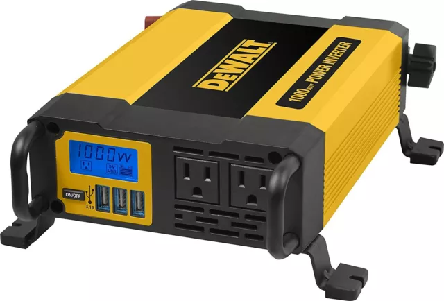 DEWALT DXAEPI1000 Power Inverter 1000W Car Converter Dual 120VAC Outlet 3.1A USB
