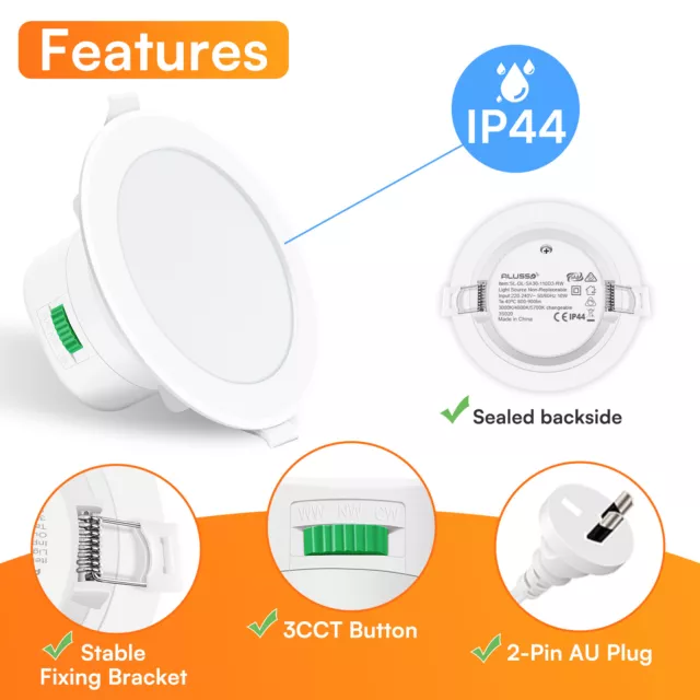 10W/12W/13W LED Downlight 90mm Tri Color Changeable Dimmable Recessed Light 2