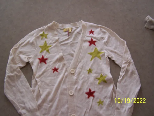 Princess Vera Wang White Cardigan w Star Pattern Size Small